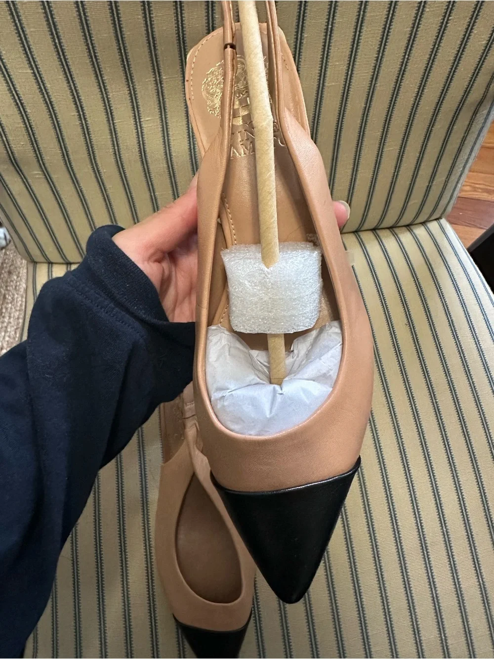 Vince Camuto Hamden Two-Tone Slingback Pointed Toe Pumps - Nude & Black